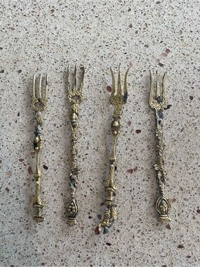Vintage Bordini from Italy Decorative Forks in Gold tone - Set of 4